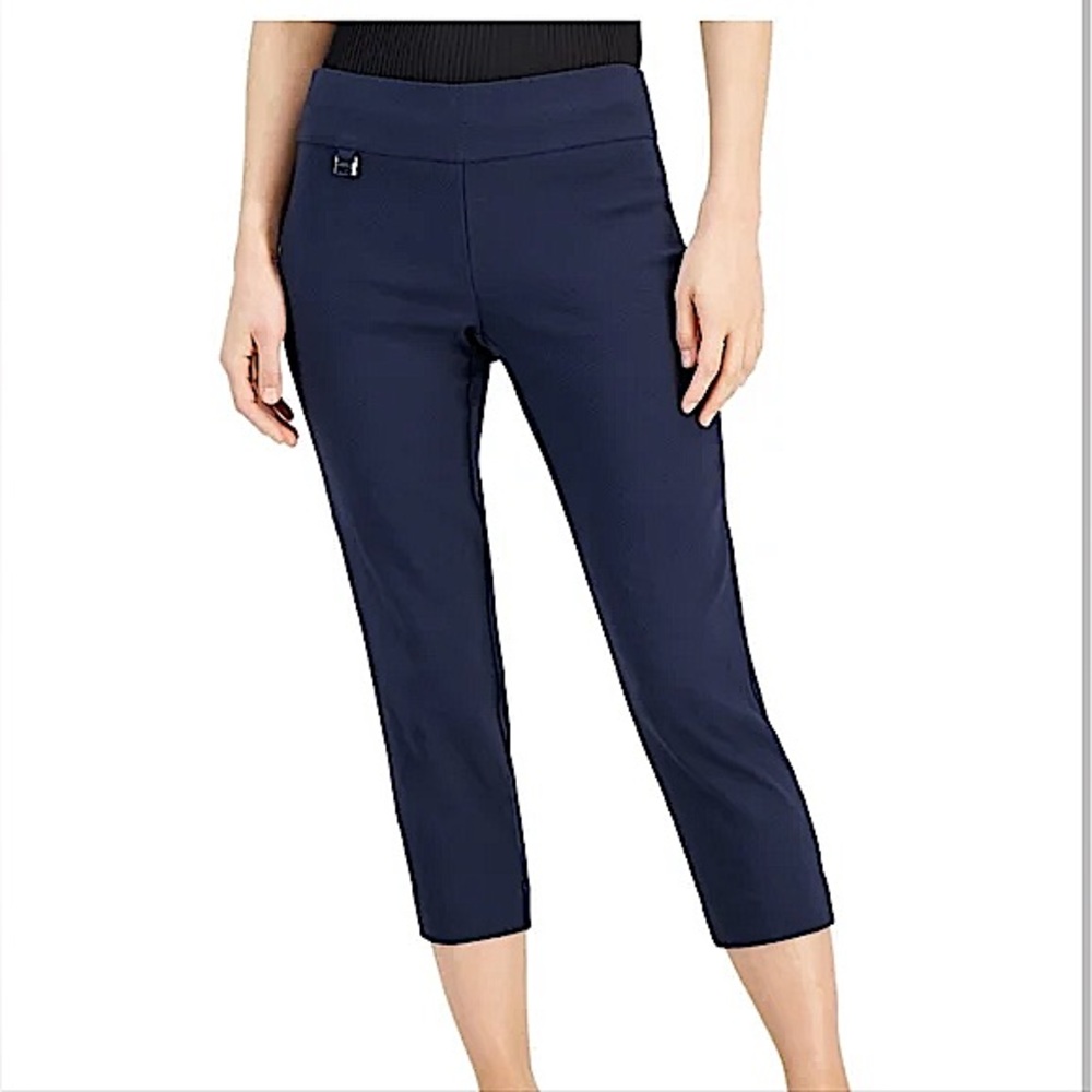 Alfani Women's Tummy-Control Pull-On Capri Pants Navy Blue Petite Size 8P NWTS